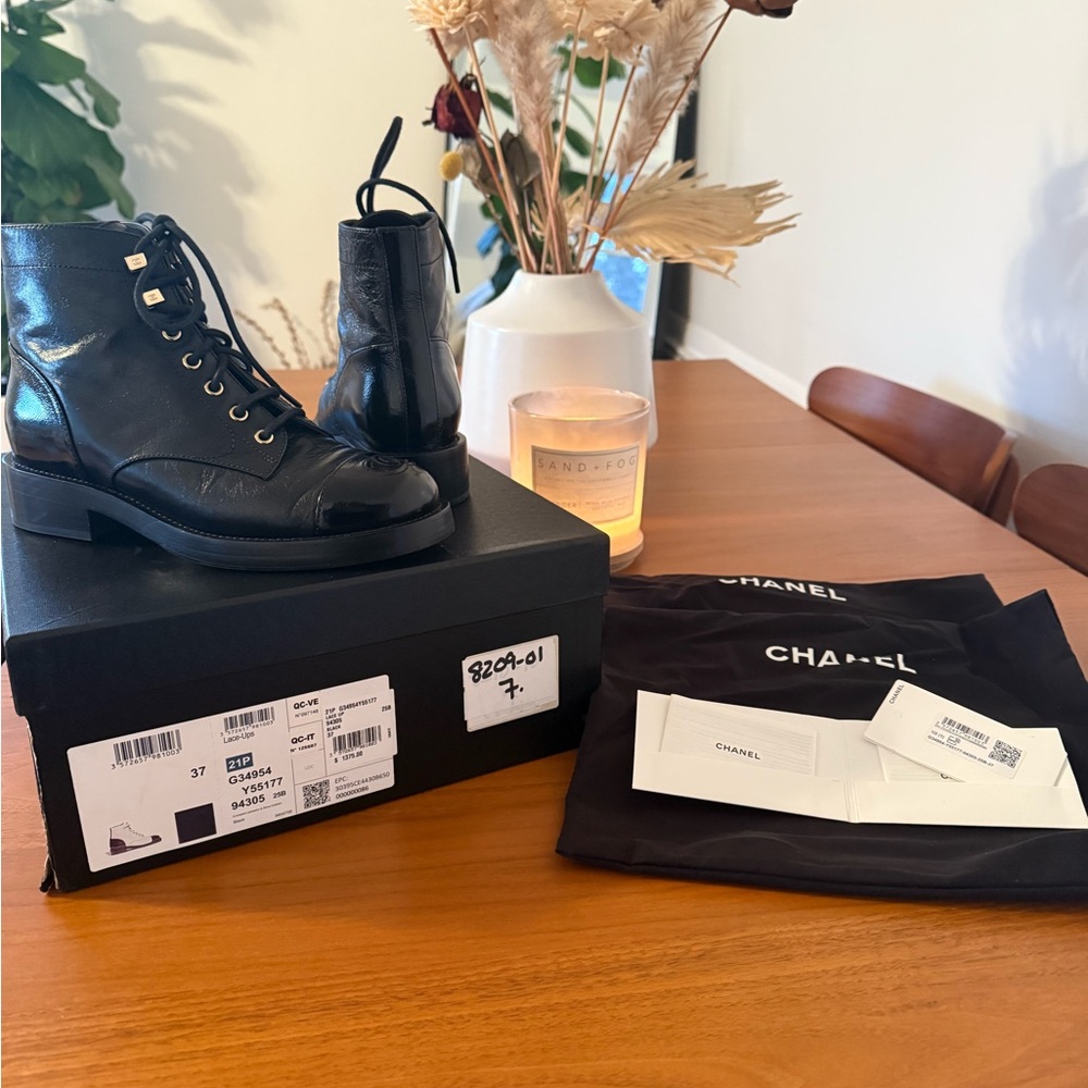 CHANEL Black Leather Ankle Boots - Picture 1 of 10